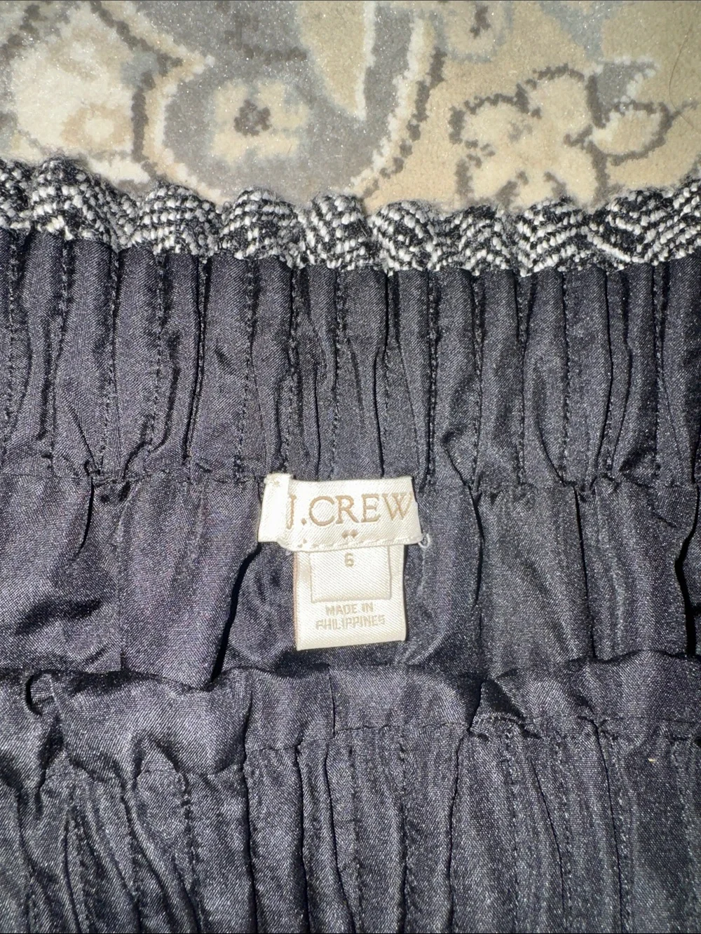 J. Crew Black and White Herringbone Elastic-Waist Mini Skirt